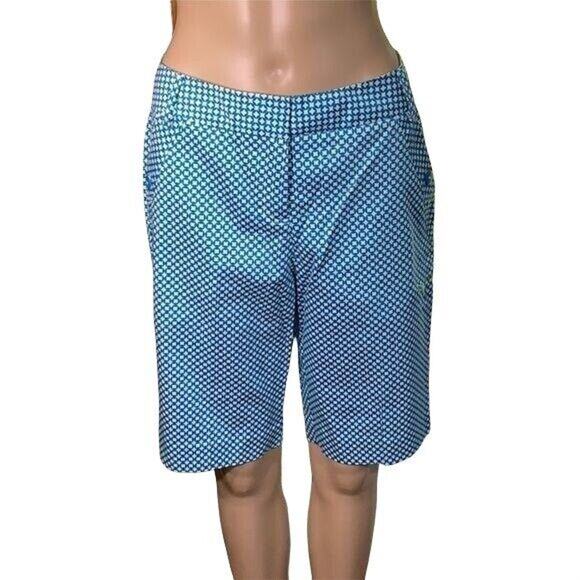 Puma Womens Bermuda Golf Shorts Turkish Tile Print Sporty Teal White Medium - Picture 1 of 16